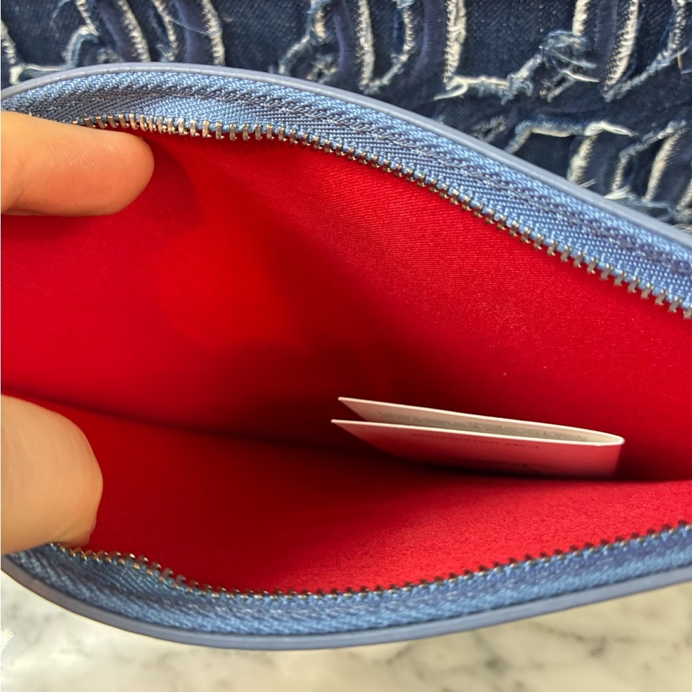 Christian Louboutin Blue Denim Tote with Red Lining NWOT. Posh Authenticated. - Picture 3 of 13